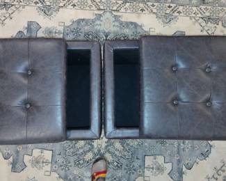 Tufted Faux Leather Storage Ottoman Set second image