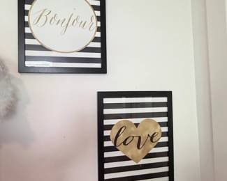 Set of Two Framed Bonjour and Love Wall Art Prints third image