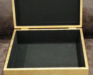 Gold Faux Shagreen Jewelry Box with Handle second image