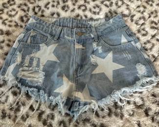 SHEIN Womens Star Print Denim Shorts