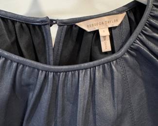 Rebecca Taylor Black Leather Gathered Blouse second image