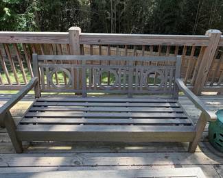 Wooden Outdoor Settee with Circular Motif Back