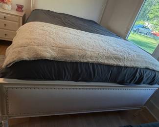 Upholstered Platform Bed Frame with Nailhead Trim second image