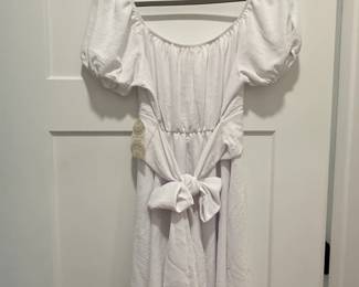 Altard State White Puff Sleeve Crisscross Waist Mini Dress second image