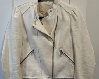 Rebecca Taylor White Tweed Moto Jacket