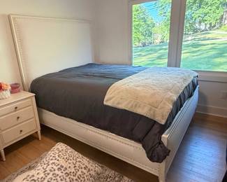 Upholstered Platform Bed Frame with Nailhead Trim third image