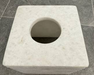 Fluted White Marble Tissue Box Cover second image