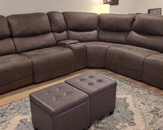 Sectional Reclining Sofa with Two Storage Ottomans