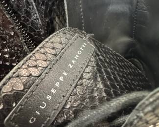 Giuseppe Zanotti Black Python Embossed Leather Combat Boots second image