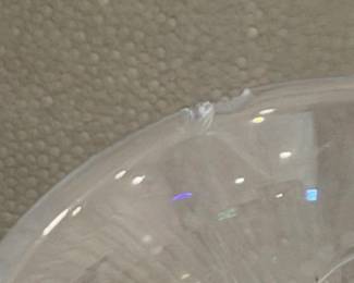 Antique Etched Glass Trumpet Vase with Square Base second image