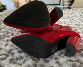 Dream Pairs Womens Red Patent Leather Pointed Toe Ankle Boots fourth image