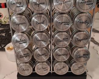 Orii Piece Stainless Steel Spice Rack with Prefilled Jars