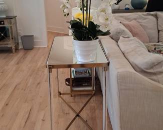 Modern Console Table with Mirrored Top and Acrylic Legs third image