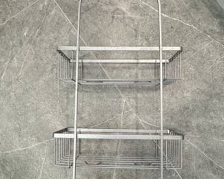 TwoTiered Metal Shower Caddy with Soap Dish and Hooks second image