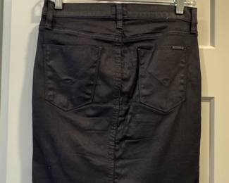 Hudson Black Coated Denim Pencil Skirt with Zippers third image