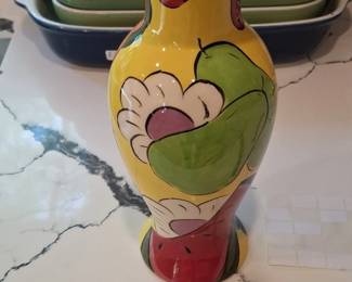 HandPainted TalaveraStyle Ceramic Vase with Fruit Motif