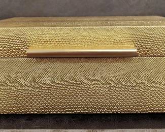 Gold Faux Shagreen Jewelry Box with Handle