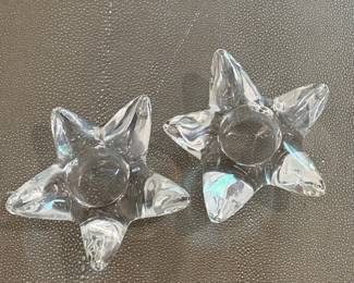 Orrefors Sweden Star Votive Candle Holders Set of 