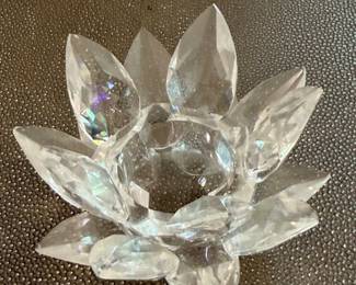 Godinger Shannon Crystal Lotus Candle Holders fourth image