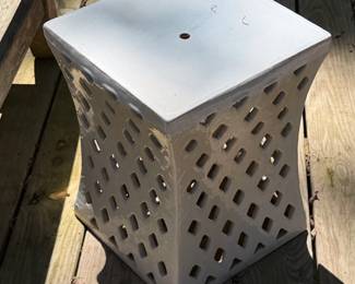 White Ceramic Lattice Garden Stool