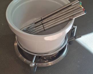 Fondue Set with Ceramic Pot and Stainless Steel Forks