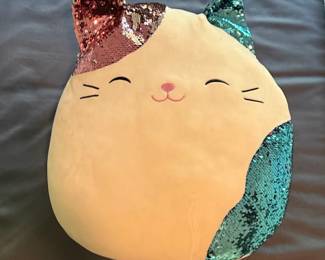 Squishmallows Cam the Calico Cat Reversible Sequin Plush Pillow