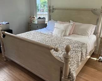 Distressed Louis Philippe Style Bed Frame