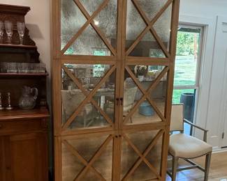 French Country Mirrored Armoire or Cabinet
