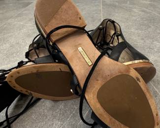 Giuseppe Zanotti Black Leather LaceUp KneeHigh Gladiator Sandals third image