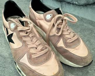 Golden Goose Running Sole Sneakers  Pink Suede and Nylon