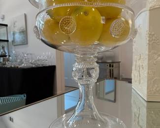 Antique Cut Crystal Footed Compote Bowl