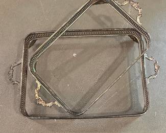 Silver Plated Serving Trays with Handles  Set of
