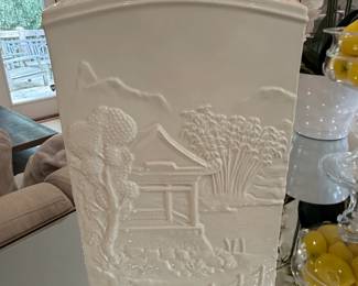 White Porcelain Vase with Embossed Landscape and Figures  Lenox third image