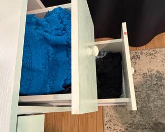 White Wood Dresser with Two Drawers