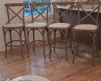 French Country CrossBack Bar Stools Set of 