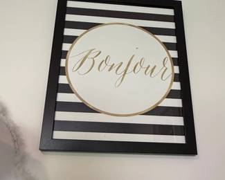 Set of Two Framed Bonjour and Love Wall Art Prints