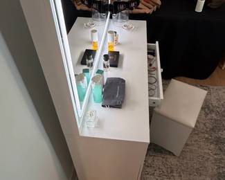 Modern Vanity Table with LED Mirror and Stool second image
