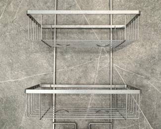 TwoTiered Metal Shower Caddy with Soap Dish and Hooks