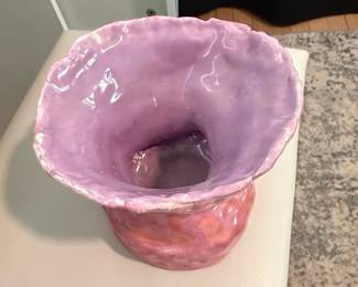 Handmade Ceramic Vase with Iridescent Lavender Glaze