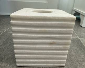 Fluted White Marble Tissue Box Cover