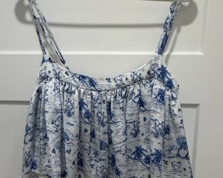 Koch Toile de Jouy Print Empire Waist Crop Top