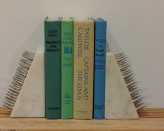 Pair of Marble Bookends with Chrome Spikes third image