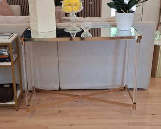 Modern Console Table with Mirrored Top and Acrylic Legs second image