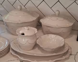 Juliska Berry  Thread Whitewash Tureen Set with Serving Dish