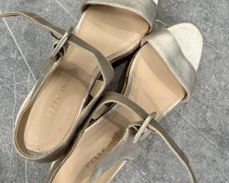 Pelle Moda Womens Gold Metallic Cork Wedge Sandals second image