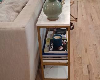 Modern Console Table with Faux Marble Top and Acrylic Legs