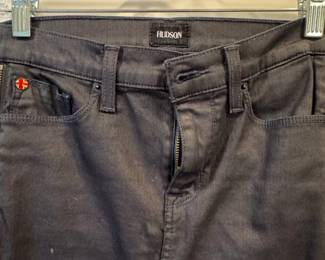 Hudson Black Coated Denim Pencil Skirt with Zippers second image