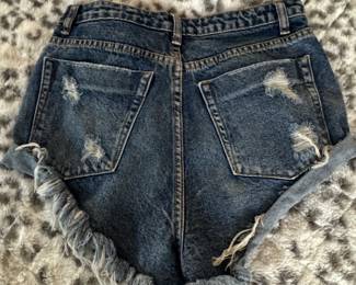 Signature Distressed Denim HighWaisted Shorts third image