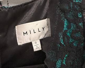 Milly Black and Teal Sequin Lace Sheath Dress third image