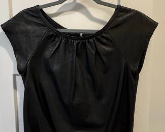 Alice Olivia Black Leather Gathered Top